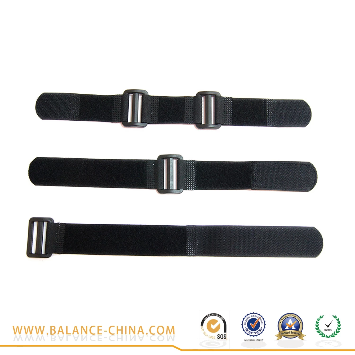 Heavy duty elastic hook and loop strap with buckle