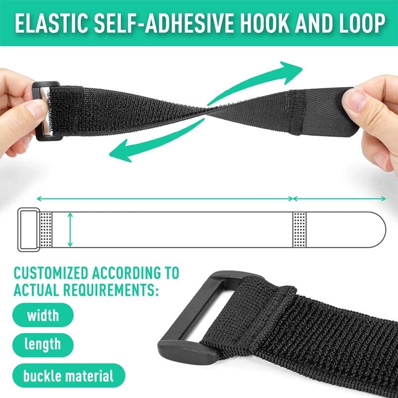 Heavy duty elastic strap hook and loop cable tie flexible cable ties hook and loop fastening straps