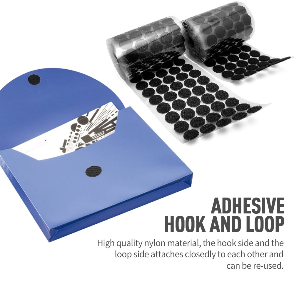 Hook and Loop Coins Self Adhesive Hook and Loop Round Dots Adhesive Circle Hook Loop Coins Roll