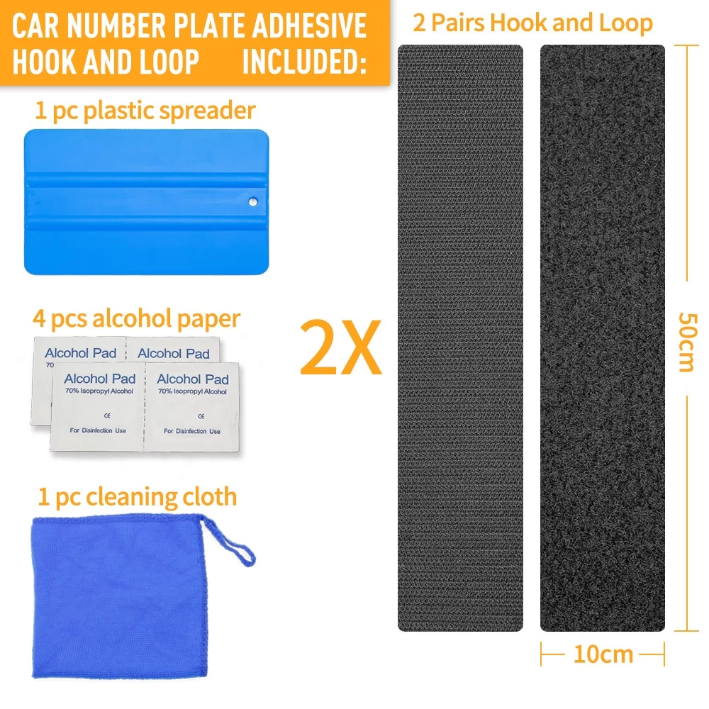 Number Plate Surface Stick Pads Car License Plate Fixing Adhesive Hook and Loop Stickers