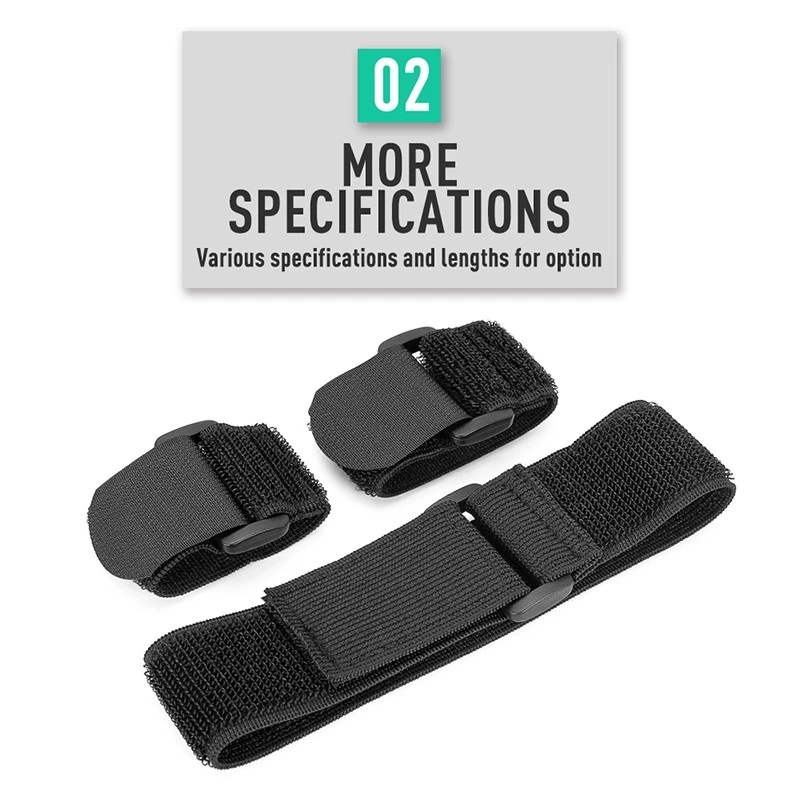 出售可重复使用的减肥尼龙混合聚酯工厂表带柔性扣黑色完全可调25毫米弹性钩和环