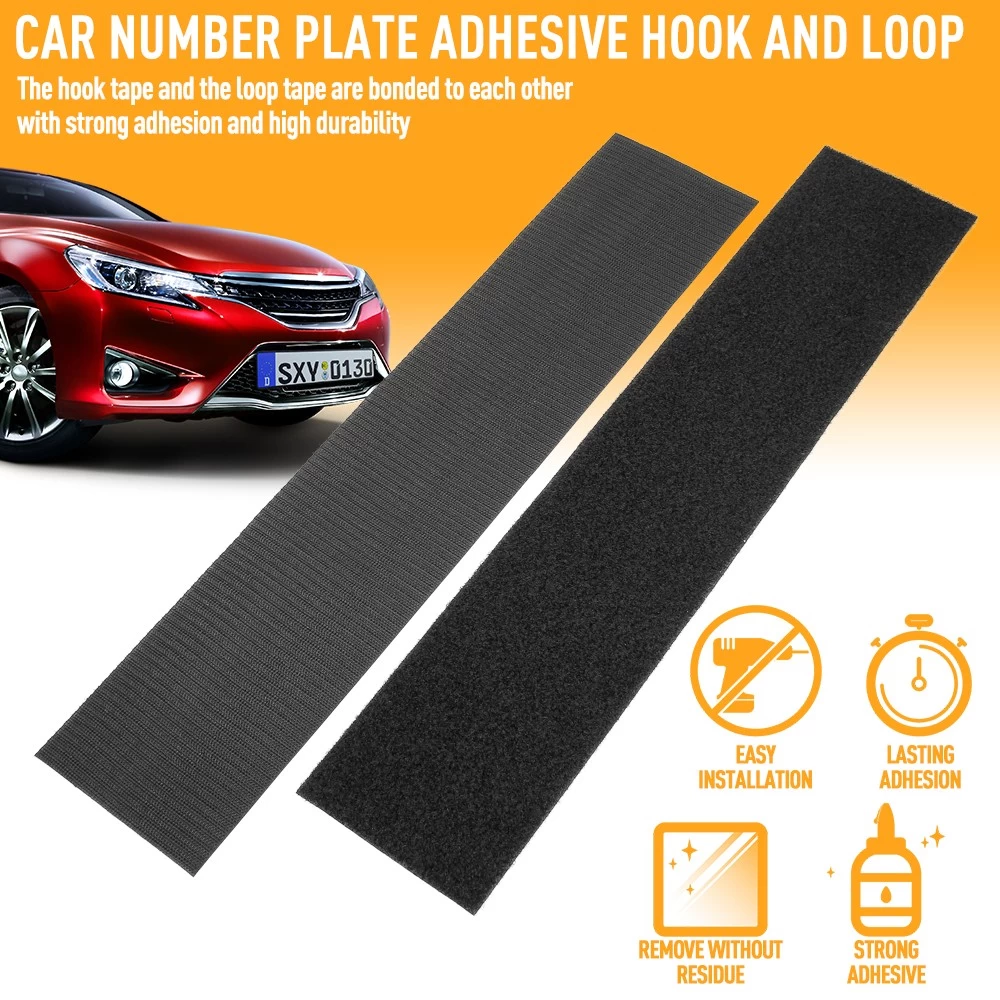 Self adhesive car license plate holder magic tape number plate holder hook loop fastener