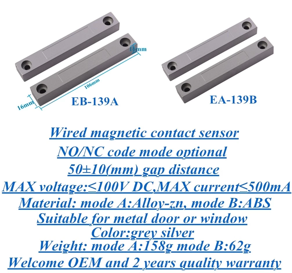 Grey wired magnetic contact sensor EB-139