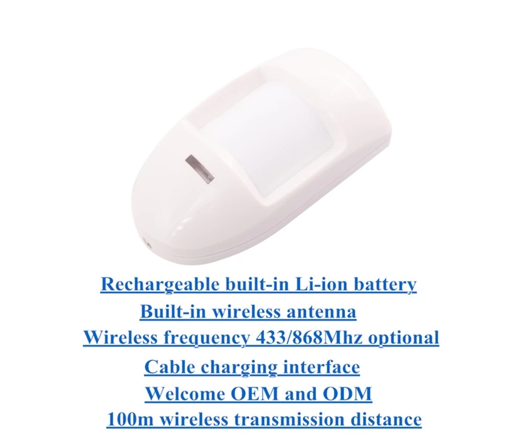 Wireless 433/868Mhz rechargeable pir detector