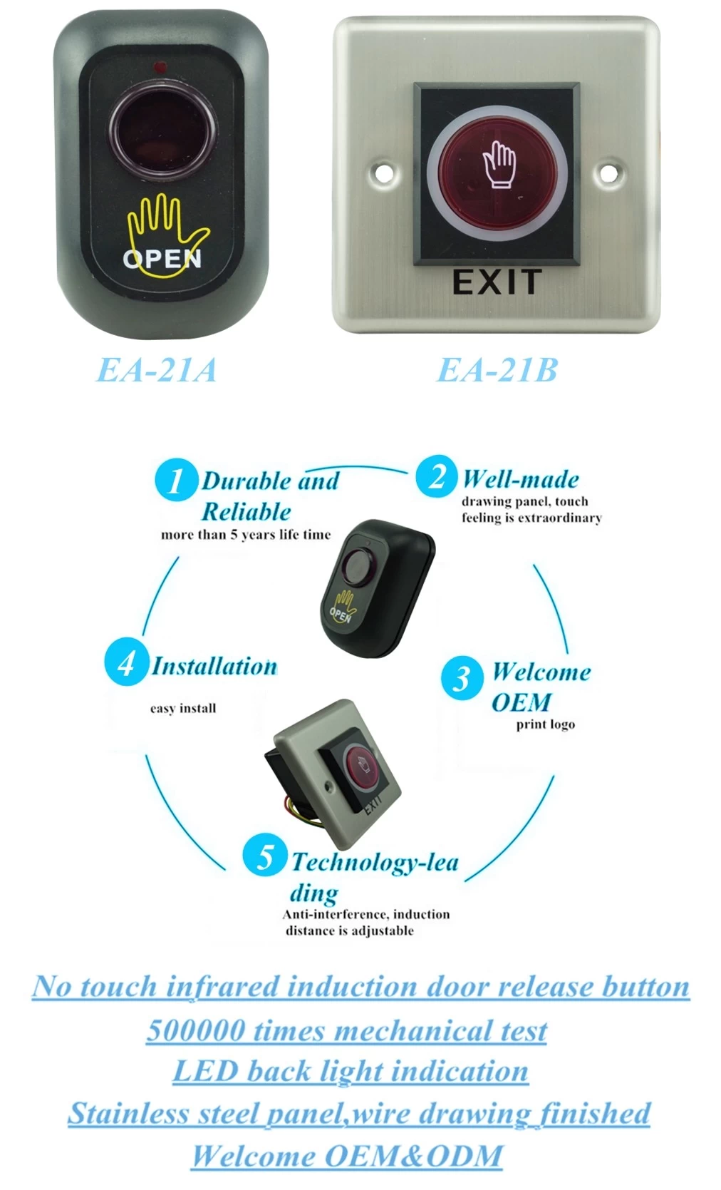 Infrared induction  door switch button