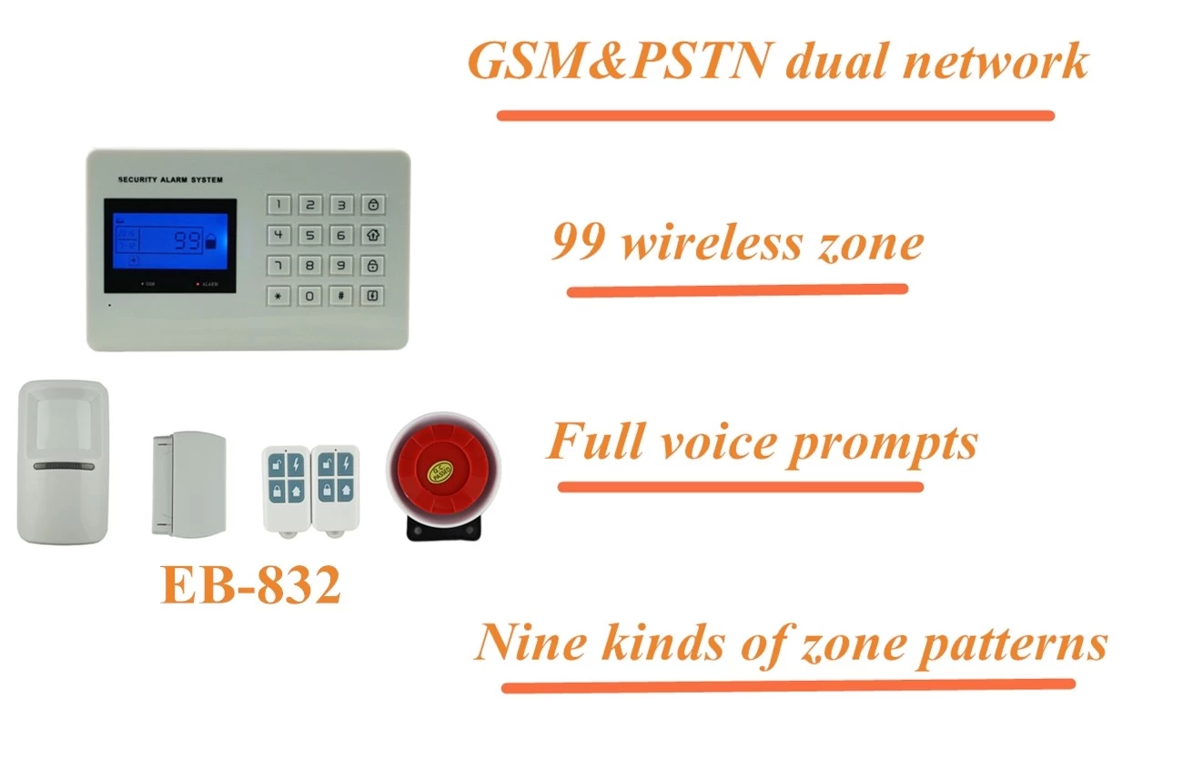 EB-832 GSM&PSTN Voice Wireless Home Alarm System,Home wireless Alarm system,wireless home alarm system,GSM&PSTN Alarm kit,alarm security system