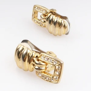 18k solid earring gold worm shape clip on earrings E30183