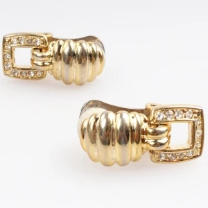 18k solid earring gold worm shape clip on earrings E30183