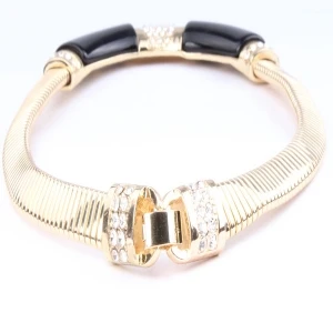 2014 big resin gold plated alloy rhinestone chocker collar necklace