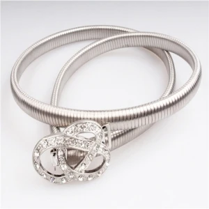 2014 new fashion woman silver stretch rhinestone fancy belt BT60002