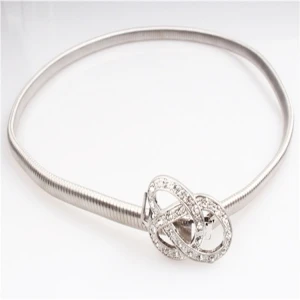 2014 new fashion woman silver stretch rhinestone fancy belt BT60002
