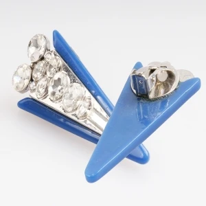 2014 rhinestone women fashion triangle shaped clip on earrings