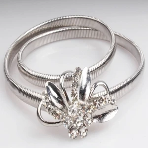 2014 women bride silver rhinestone metal waist belt BT60016