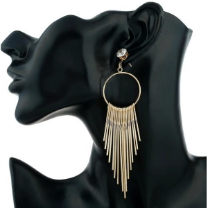 2017 women new designs gold jhumka earring long tassel earring