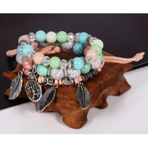 2018 Fashion Vintage Ethnic Elasticity Marble Beads Bracelet Shenzhen Supplier