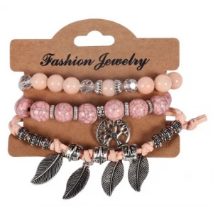 2018 Fashion Vintage Ethnic Elasticity Marble Beads Bracelet Shenzhen Supplier