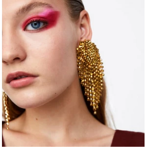 2018 Hot Famous-brand Fashion Bead Tassel Earrings Gold Plated Rhinestone Earrings for women Wedding party Jewelry