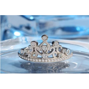 2018 Hot Selling Fashion Princess Tiara Wedding Finger Rings Copper Engagement Ring Sliver 925