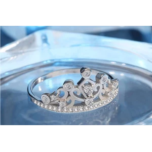 2018 Hot Selling Fashion Princess Tiara Wedding Finger Rings Copper Engagement Ring Sliver 925
