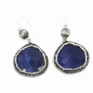 2018 New Design Ladies Navy Blue Natural Stone Fashion Earring Christmas Jewelry Gift