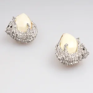 Animal sex with ladies cute heart rhodium earring E30091