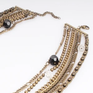Antique Gold Multi Type Layered Chains Necklace
