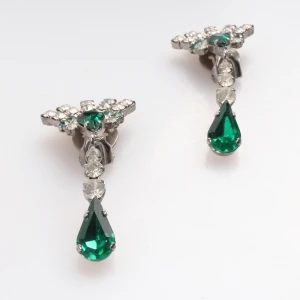 Beautiful teardrop silver filigree crystal earrings designs E30096