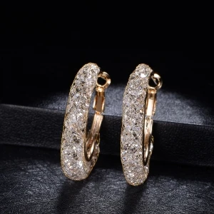 Best Selling Artificial Jewellery Mesh Crystal Gold Hoop Earrings Wholesale Fashion Jewelry OEM Factory