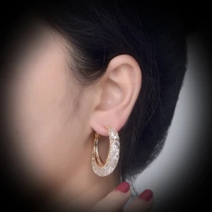 Best Selling Artificial Jewellery Mesh Crystal Gold Hoop Earrings Wholesale Fashion Jewelry OEM Factory
