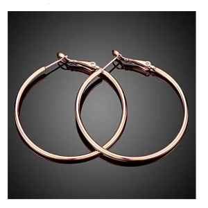 Best Selling Fashion Earrings Hoops, 18k Rose Gold Plated Hoop Earrings for Womens Sensitive Ears Hot Gift