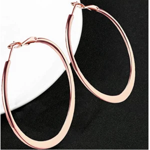 Best Selling Fashion Earrings Hoops, 18k Rose Gold Plated Hoop Earrings for Womens Sensitive Ears Hot Gift