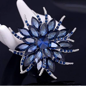 Best Selling Flower Brooch Pin for Women Brides Created Crystal Brooch Blue