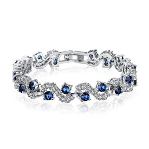 Blue Tennis Bracelet Women Cubic Zirconia Sapphire Jewelry Bridal Crystal Bangle Manufacturer China