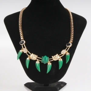 Box Chain Resin Wolves Heads and Teeth Necklace