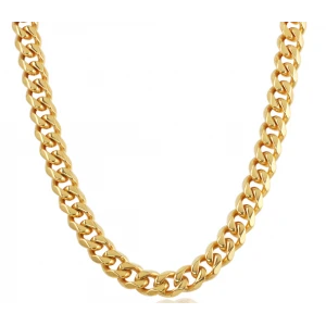China Jewelry Wholesale Stainless Steel 18K Gold Plated Cuban Link Chain Jewelry Set