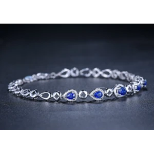 China Manufacturer 18K White Gold Sapphire Diamonds Bracelet for Woman