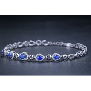 China Manufacturer 18K White Gold Sapphire Diamonds Bracelet for Woman