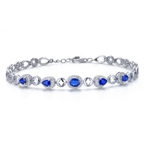 China Manufacturer 18K White Gold Sapphire Diamonds Bracelet for Woman