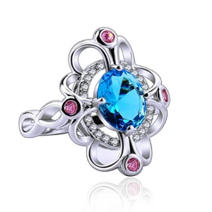 China Manufacturer 925 Sterling Silver Created Rainbow Topaz Statement Ring for Women