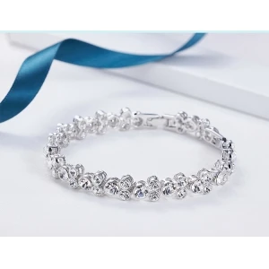 China OEM fashion jewelry factory private label 925 sterling silver / brass bead Austrian crystal charm bracelet