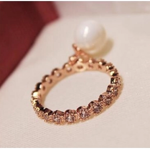 China Supplier Pearl Copper Alloy Rings Design For Women Christmas Gift