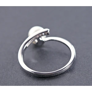 China Supplier elegant simple single pearl ring deisigns for ladies