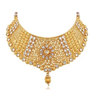China Wholesale Gold Plated Diamond Studded Bridal Necklace Set for Women