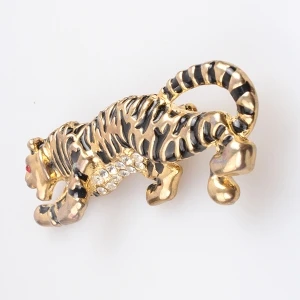 Classic large rhinestone animal tiger dubai poppy brooch P80016