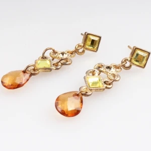 Clear plastic stone crysyal dangling chains earrings E30184