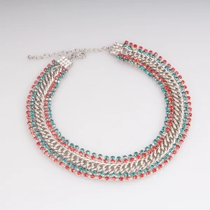 Colorful Diamond Crystal Chain Imitation Platinium Chain Collar
