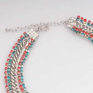 Colorful Diamond Crystal Chain Imitation Platinium Chain Collar