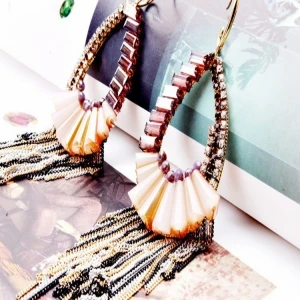 أقراط الكريستال الطويلة مزاجه الإكسسوارات الأزياء الكورية الأقراط