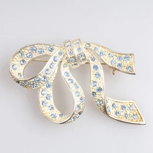 Crystal tie golden brooches wholesale lot fashion brooch P80008
