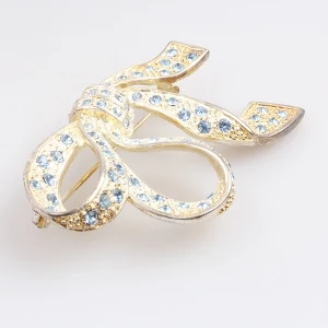 Crystal tie golden brooches wholesale lot fashion brooch P80008